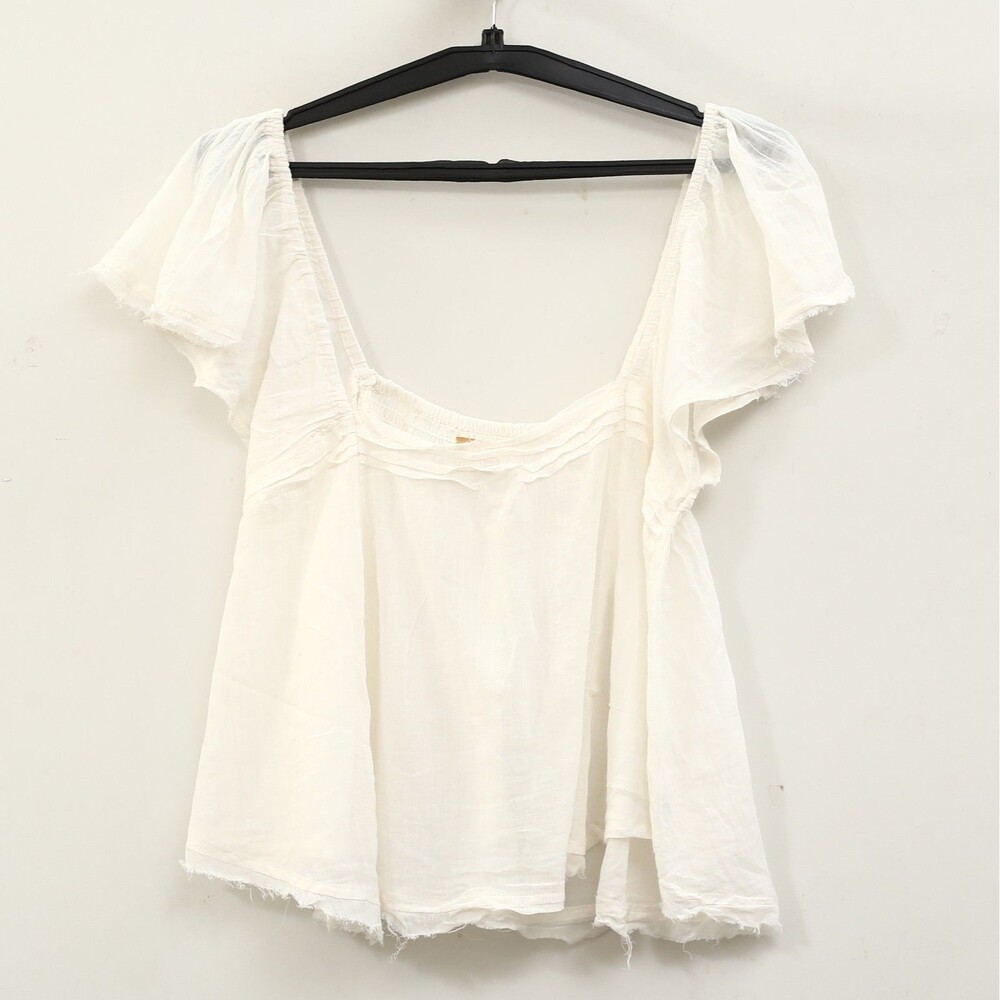 Free People Free-est Skye Blouse Cropped Top Sheer Short Sleeve Cotton S 290907 - Picture 5 of 10